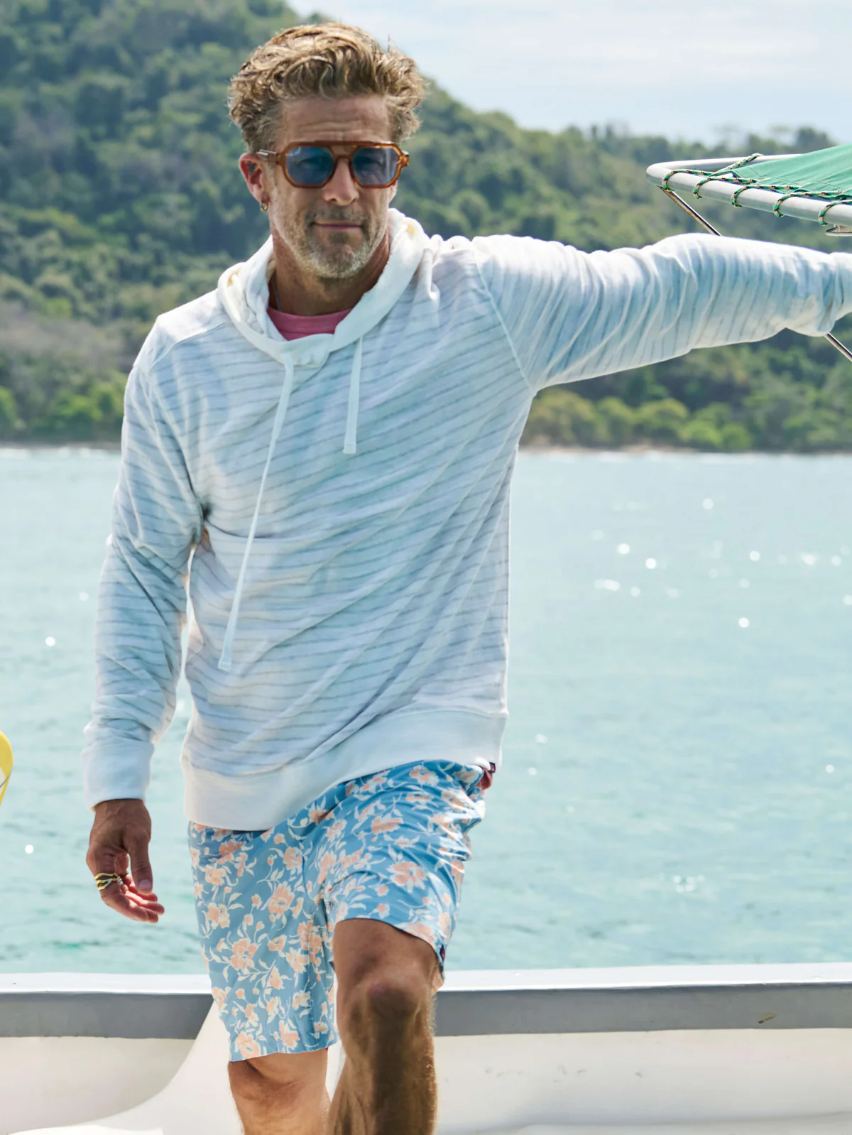 Sunwashed Slub Hoodie- Ivory Rock Stripe